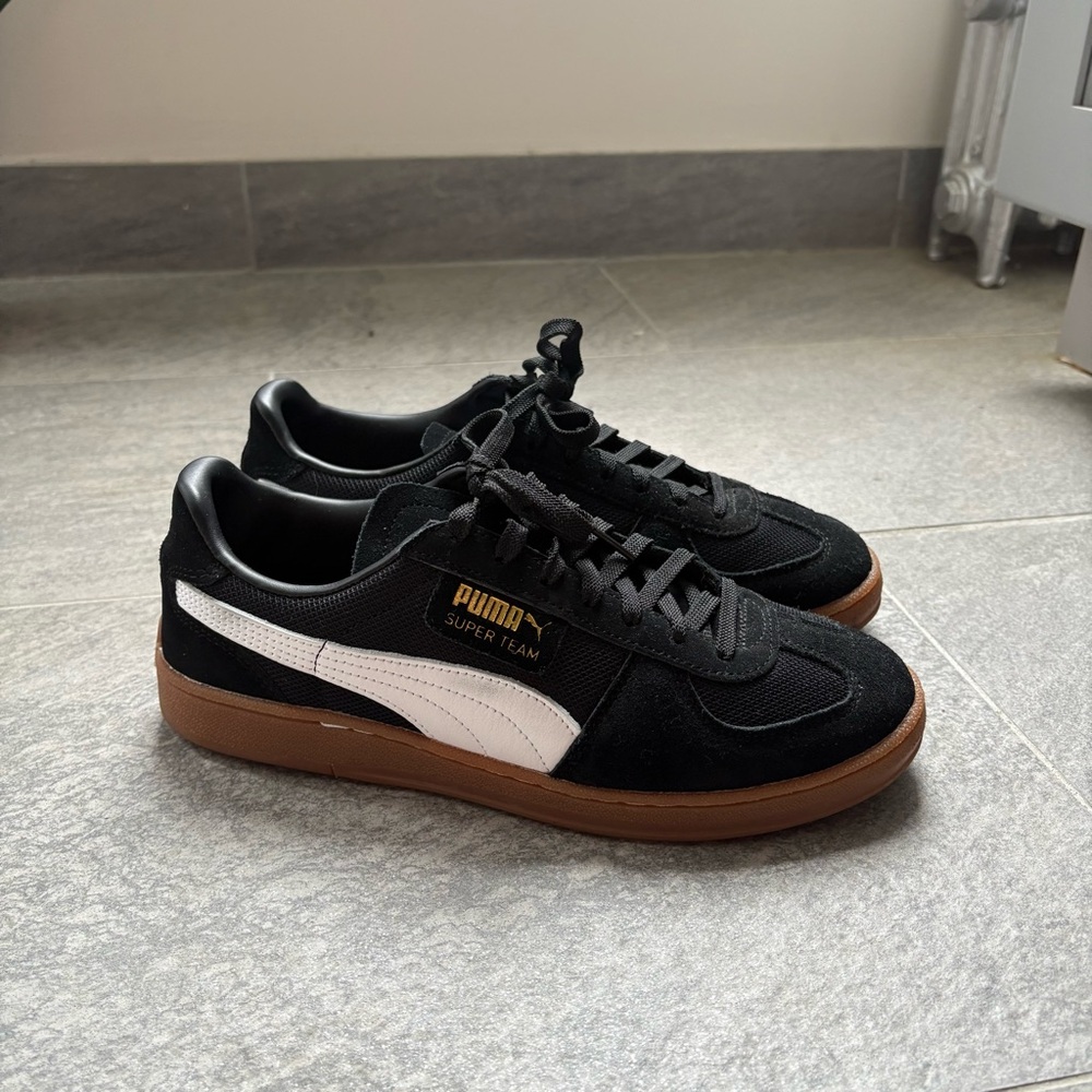 Puma Super Team Black and White Sneakers